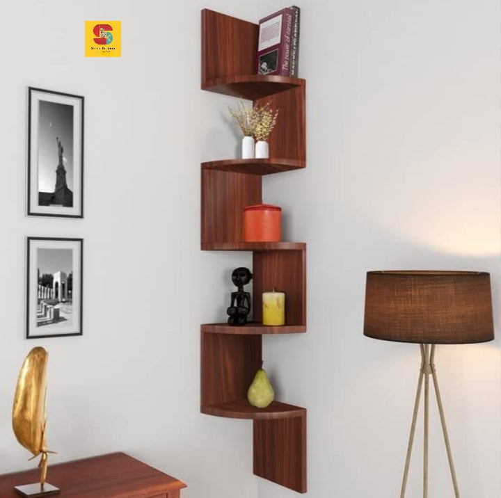Zig zag corner wall shelf